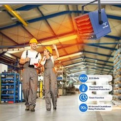 TEMPWARE Electric Garage Heater, 7500-Watt Digital Fan-Forced Ceiling Mount Shop Heater With Full-Function Remote, 240-Volt Hardwired Heater With 12-Hour Timer, Ideal For Workshop, Blue (TW7500ER)