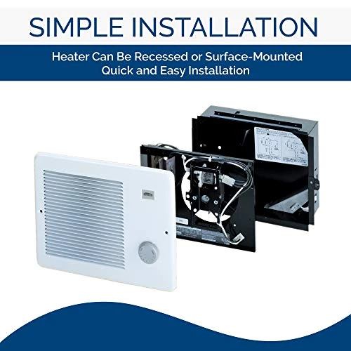 Broan-NuTone Wall Heater, White Grille Heater With Built-In Adjustable Thermostat, 750/1500W, 120/240V AC 5 Broan-NuTone Wall Heater, White Grille Heater With Built-In Adjustable Thermostat, 750/1500W, 120/240V AC - Image 3