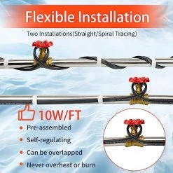 HEATIT PLSR High-Performance Self-Regulating Heating Cable Frost Protection For Water Pipes And Snow Melting On Roofs - 10w/ft Power - Premium Quality For Commercial And Industrial Use 24ft 208V-277V -Heaters Sales Store 51i0pr4EHuL