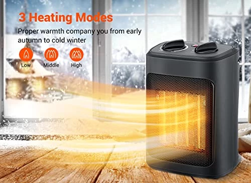 Space Heater, 1500W Electric Heaters Indoor Portable With Thermostat, PTC Fast Heating Ceramic Room Small Heater With Heating And Fan Mode For Bedroom Use 4 Space Heater, 1500W Electric Heaters Indoor Portable With Thermostat, PTC Fast Heating Ceramic Room Small Heater With Heating And Fan Mode For Bedroom Use - Image 2