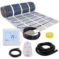 20 Sqft Floor Heat Mat Kit, 110v Electric Radiant Floor Heating System For Under Stone, Tile And Laminate. Kit Includes Alarm, Heating Floor Mat, Wifi Programmable Thermostat And Sensor
