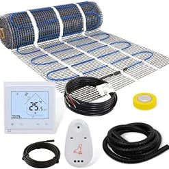 20 Sqft Floor Heat Mat Kit, 110v Electric Radiant Floor Heating System For Under Stone, Tile And Laminate. Kit Includes Alarm, Heating Floor Mat, Wifi Programmable Thermostat And Sensor 26 20 Sqft Floor Heat Mat Kit, 110v Electric Radiant Floor Heating System For Under Stone, Tile And Laminate. Kit Includes Alarm, Heating Floor Mat, Wifi Programmable Thermostat And Sensor -Heaters Sales Store 51lU96Cd1KL. AC 3