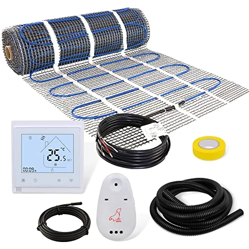 20 Sqft Floor Heat Mat Kit, 110v Electric Radiant Floor Heating System For Under Stone, Tile And Laminate. Kit Includes Alarm, Heating Floor Mat, Wifi Programmable Thermostat And Sensor 3 20 Sqft Floor Heat Mat Kit, 110v Electric Radiant Floor Heating System For Under Stone, Tile And Laminate. Kit Includes Alarm, Heating Floor Mat, Wifi Programmable Thermostat And Sensor
