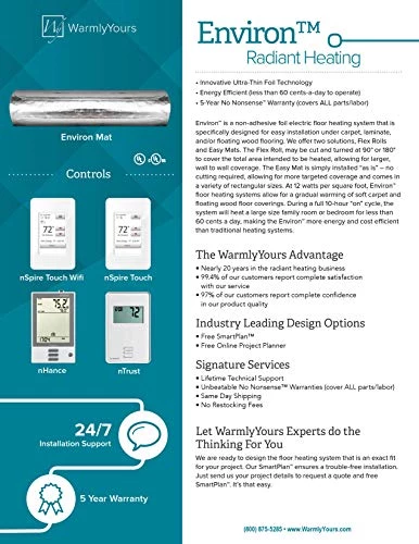 WarmlyYours Environ Electric Radiant Floor Heating Roll, 120V, Install Under Laminate, Carpet, Floating Wood, 9 Sq. Ft 7 WarmlyYours Environ Electric Radiant Floor Heating Roll, 120V, Install Under Laminate, Carpet, Floating Wood, 9 Sq. Ft - Image 5