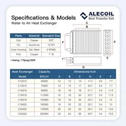 ALECOIL18x18 Water To Air Heat Exchanger 1“ Copper Ports Hot Water Coil For Outdoor Wood Furnaces, Forced Air Heating, Residential Heating And Cooling -Heaters Sales Store 51sHLhlLXhL 1