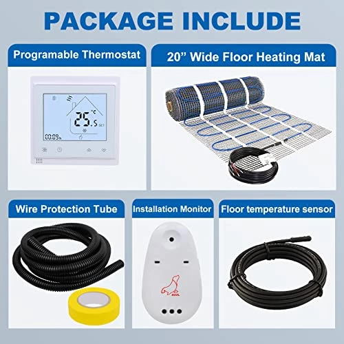20 Sqft Floor Heat Mat Kit, 110v Electric Radiant Floor Heating System For Under Stone, Tile And Laminate. Kit Includes Alarm, Heating Floor Mat, Wifi Programmable Thermostat And Sensor 7 20 Sqft Floor Heat Mat Kit, 110v Electric Radiant Floor Heating System For Under Stone, Tile And Laminate. Kit Includes Alarm, Heating Floor Mat, Wifi Programmable Thermostat And Sensor - Image 5