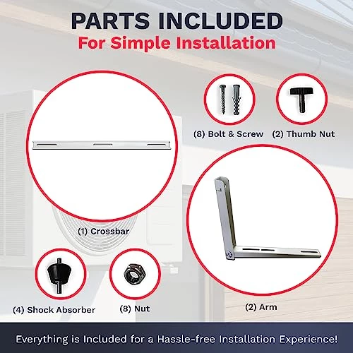 DuctlessAire Outdoor Wall Mounting Bracket - Heavy-Duty, Adjustable, For Mounting Mini Split Condensers Above Ground, Intended For 9,000-36,000 BTU Units, White 8 DuctlessAire Outdoor Wall Mounting Bracket - Heavy-Duty, Adjustable, For Mounting Mini Split Condensers Above Ground, Intended For 9,000-36,000 BTU Units, White - Image 6