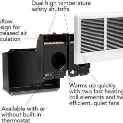 Cadet Com-Pak Twin Electric Wall Heater Complete Unit With Thermostat (Model: CSTC402TW, Part: 67527), 13648/10236 BTU, 240/208 Volt, 4000/3000 Watt, White -Heaters Sales Store 617I2MEBuBL