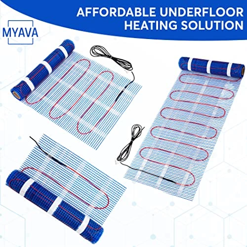 MYAVA Electric Floor Heating System - Heated Floor Mat With WiFi Touch Screen Control - Radiant Heater For Indoor Flooring, Tiles - Thin Cables, Self-Adhesive Mesh, Easy To Install - 35 Sq. Ft. Roll 4 MYAVA Electric Floor Heating System - Heated Floor Mat With WiFi Touch Screen Control - Radiant Heater For Indoor Flooring, Tiles - Thin Cables, Self-Adhesive Mesh, Easy To Install - 35 Sq. Ft. Roll - Image 2