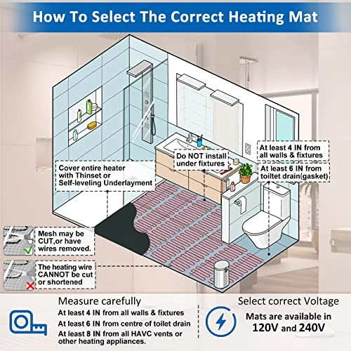 20 Sqft Floor Heat Mat Kit, 110v Electric Radiant Floor Heating System For Under Stone, Tile And Laminate. Kit Includes Alarm, Heating Floor Mat, Wifi Programmable Thermostat And Sensor 8 20 Sqft Floor Heat Mat Kit, 110v Electric Radiant Floor Heating System For Under Stone, Tile And Laminate. Kit Includes Alarm, Heating Floor Mat, Wifi Programmable Thermostat And Sensor - Image 6